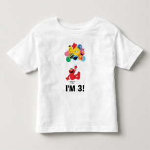 Camiseta Infantil Rua Sésamo Elmo & Pals - aniversário de 3 anos
