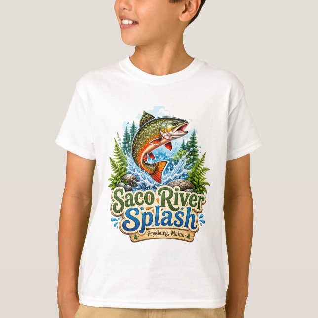 Camiseta Infantil Saco River Splash Fryeburg Maine (Frente)