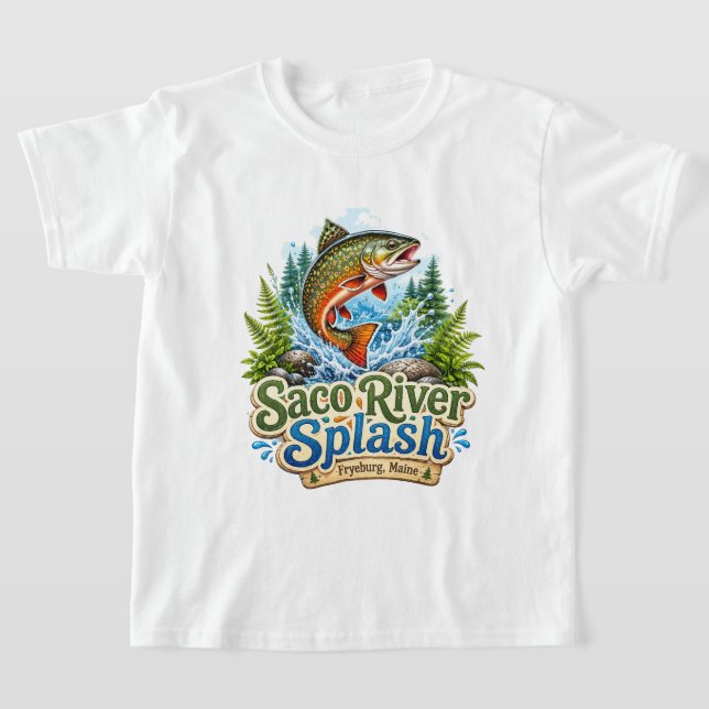Camiseta Infantil Saco River Splash Fryeburg Maine (Postura )