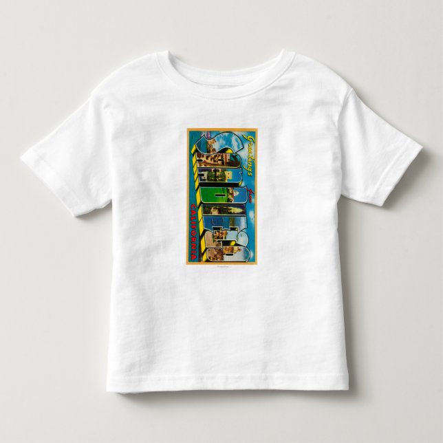 Camiseta Infantil San Diego, Califórnia - grandes cenas da letra (Frente)