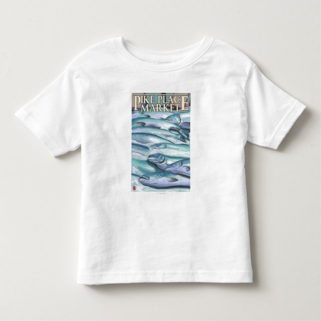 Camiseta Infantil SeattleFish no gelo no mercado de lugar de Pike (Frente)