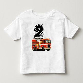Camiseta Infantil Segundo aniversário de Caminhão de Fogo Vermelho