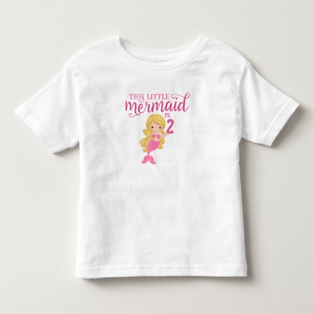 Camiseta Infantil Segundo aniversário de sereia loira (Frente)