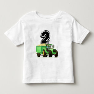 Camiseta Infantil Segundo aniversário de Trator Verde Personalizado 