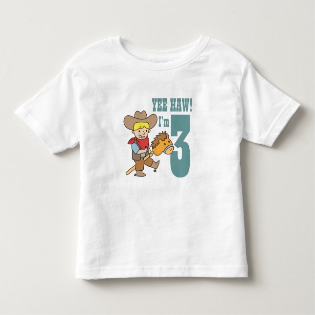 Camiseta Infantil Sim, Haw! Eu tenho 3 anos com Feliz e Bonitão (Frente)