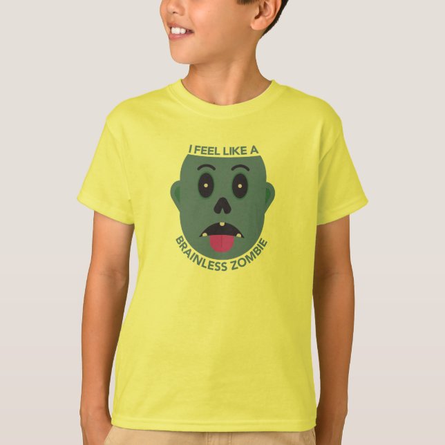 Camiseta Infantil Sinto-me um Zumbi Sem Cérebro (Frente)