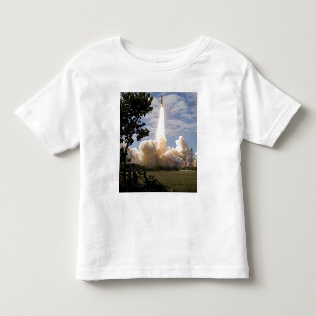 Camiseta Infantil Space Shuttle Atlantis levanta em 19 (Frente)