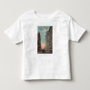 Camiseta Infantil Spokane, WA - vista do centro com Horsecarts