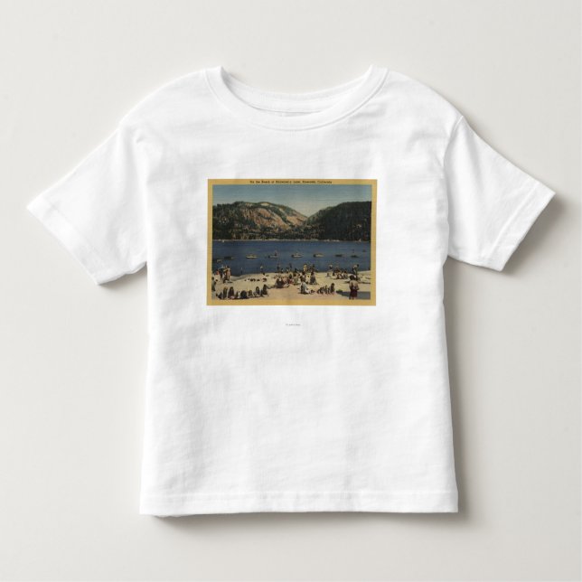 Camiseta Infantil Sunbathers & nadadores na praia (Frente)