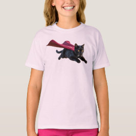 Camiseta Infantil Super-Herói Gato Preto Fofo