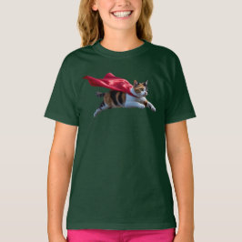 Camiseta Infantil Super-Herói Gato Tricolor Fofa