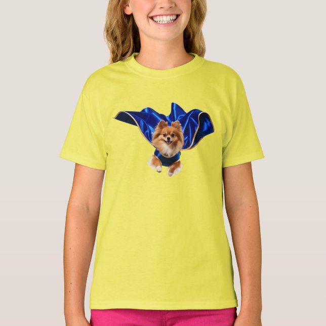 Camiseta Infantil Super-Herói Pomerânia Fofa (Frente)