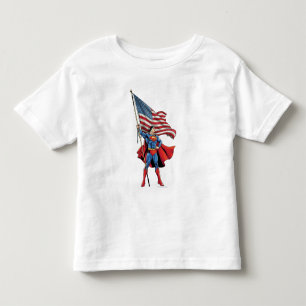 Camiseta Infantil Superman Holding US Flag