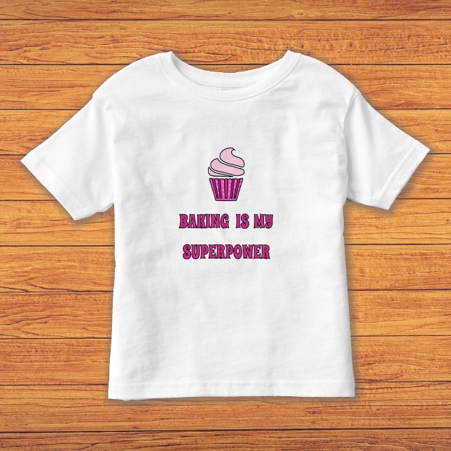 Camiseta Infantil Superpoder de assar bolo de cupcake rosa (Criador carregado)