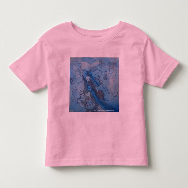 Camiseta Infantil T azul dos elefantes (Frente)