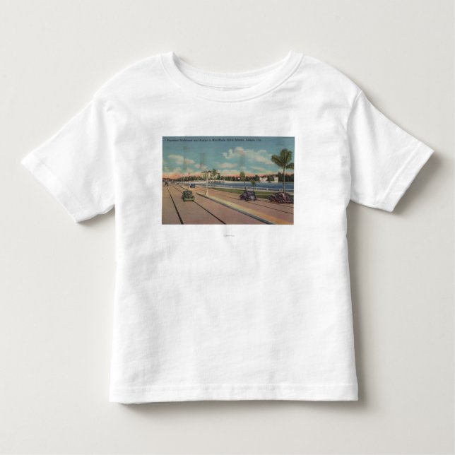 Camiseta Infantil Tampa, FL - vista da avenida de Bayshore, ponte (Frente)
