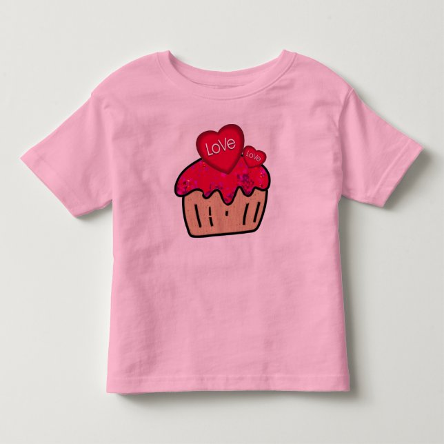 Camiseta Infantil Tee namorados de Criança com Cupcake (Frente)