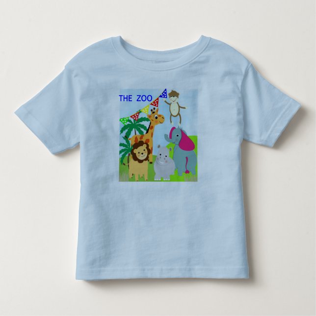 Camiseta Infantil Tema de Animais do Zoo de Corte (Frente)