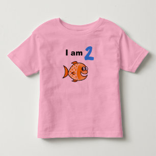 Camiseta Infantil Tenho 2 anos hoje (peixe laranja de desenho animad