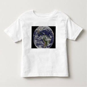 Camiseta Infantil Terra de cheio mostrando a América do Norte e o Su