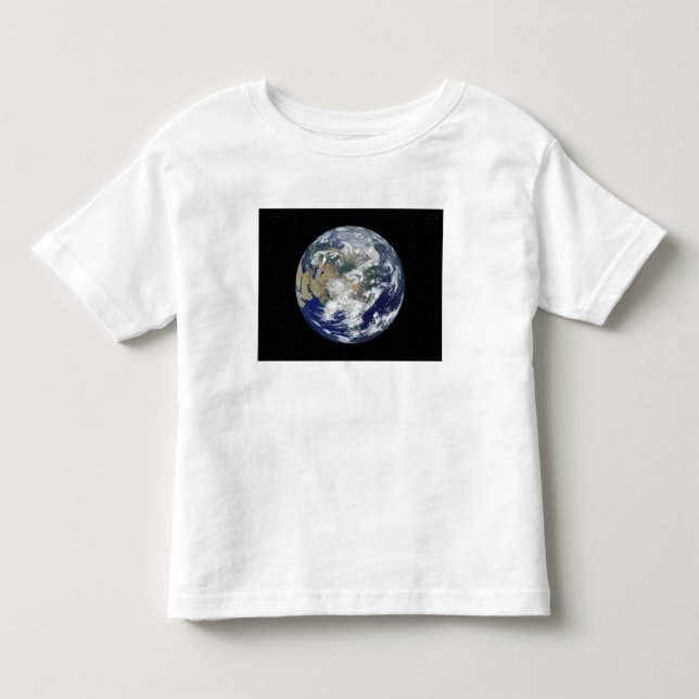 Camiseta Infantil Terra totalmente iluminada centrada na Ásia (Frente)