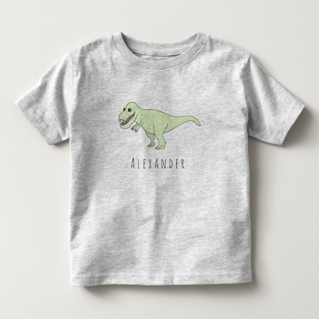 Camiseta Infantil Toddler Boy Doodle T-Rex Dinossauro com Nome (Frente)
