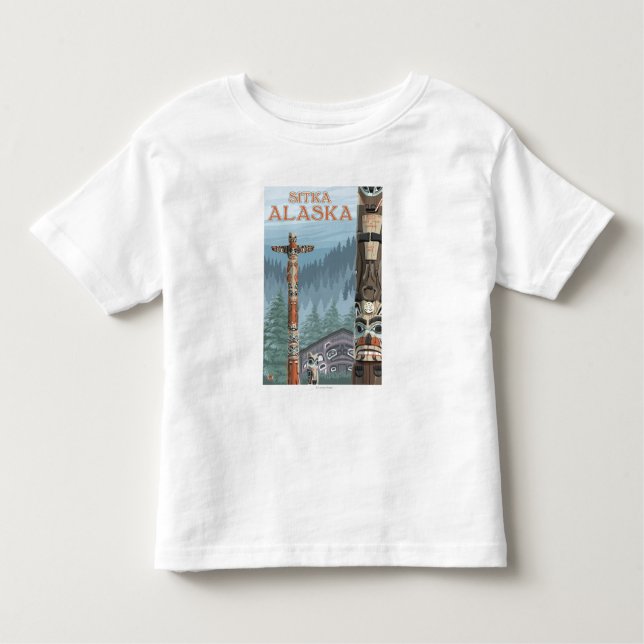 Camiseta Infantil Totem pólos - Sitka de Alaska, Alaska (Frente)