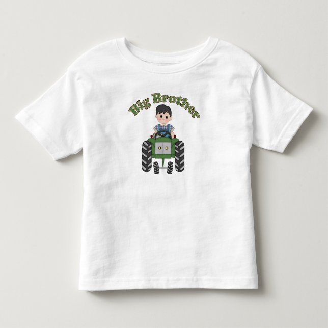 Camiseta Infantil Trator verde do irmão mais velho (Frente)