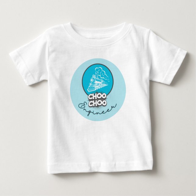 Camiseta Infantil Trem Azul Bebê Engenheiro Choo C (Frente)