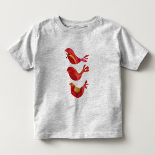 Camiseta Infantil Trio vermelho popular bonito dos pássaros