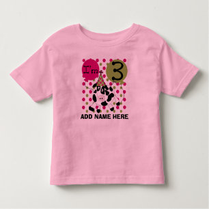 Camiseta Infantil Tshirt cor-de-rosa personalizado do aniversário de