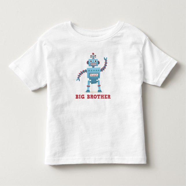 Camiseta Infantil Um desenho animado de robô bonito e irmão mais vel (Frente)