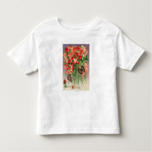 Camiseta Infantil Um felz pascoa com as flores principais das