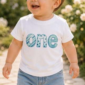 Camiseta infantil Um padrão azul para o primeiro a