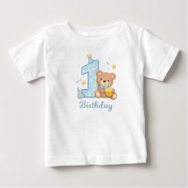 Camiseta Infantil Urso de 1º Aniversário – Urso Az