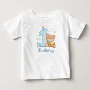 Camiseta Infantil Urso de 1º Aniversário – Urso Az