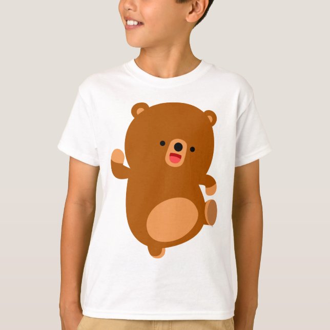 Camiseta Infantil Urso de Desenho Animado Fofo e A (Frente)