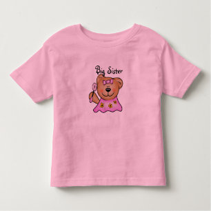Camiseta Infantil Urso de ursinho bonito da irmã mais velha no rosa