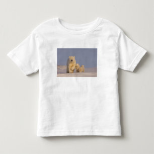 Camiseta Infantil urso polar, Ursus maritimus, porca com filhotes re