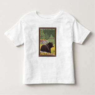 Camiseta Infantil Urso preto na floresta - parque nacional de