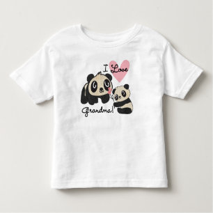 Camiseta Infantil Ursos de panda eu amo a avó