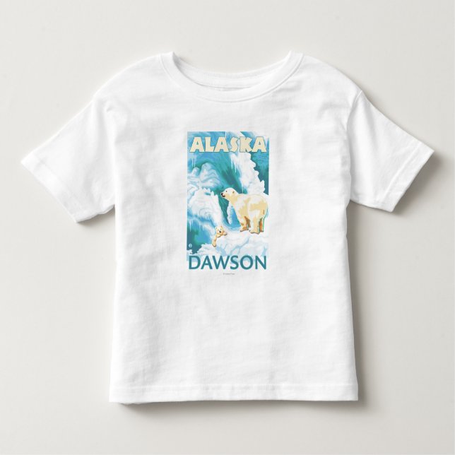 Camiseta Infantil Ursos polares & Cub - Dawson, Alaska (Frente)