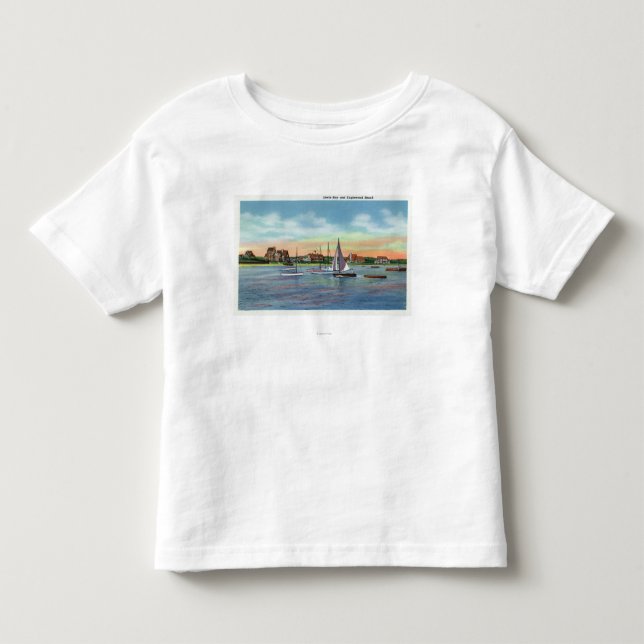 Camiseta Infantil Veleiros na baía de Lewis, opinião da praia de (Frente)