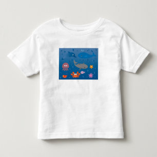 Camiseta Infantil Vida marinha dos desenhos animados bonitos
