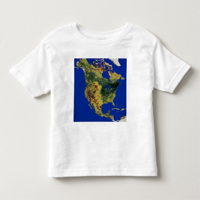 Camiseta Infantil Visão Topográfica da América do Norte e Central (Frente)