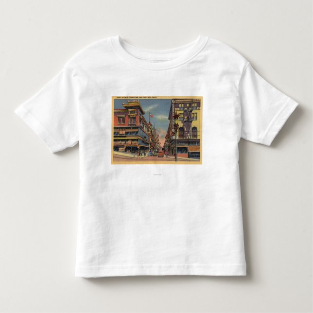 Camiseta Infantil Vista da avenida de Grant, Chinatown (Frente)