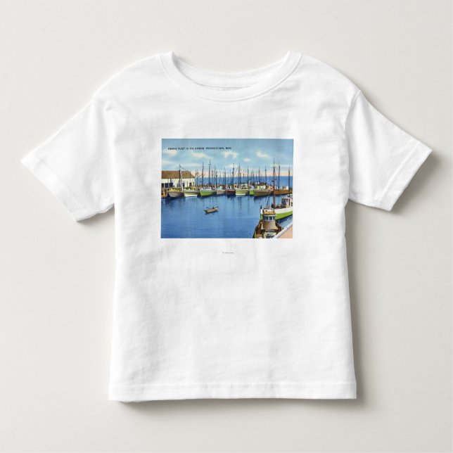 Camiseta Infantil Vista da frota pesqueira no porto (Frente)