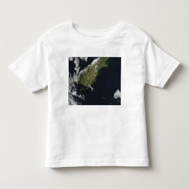 Camiseta Infantil Vista da maior parte da Ilha do Sul da Nova Zelând (Frente)