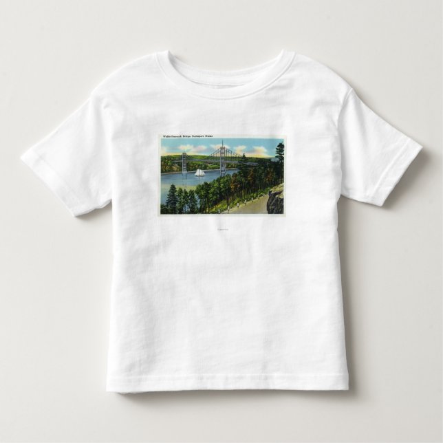 Camiseta Infantil Vista da ponte de Waldo-Hancock (Frente)