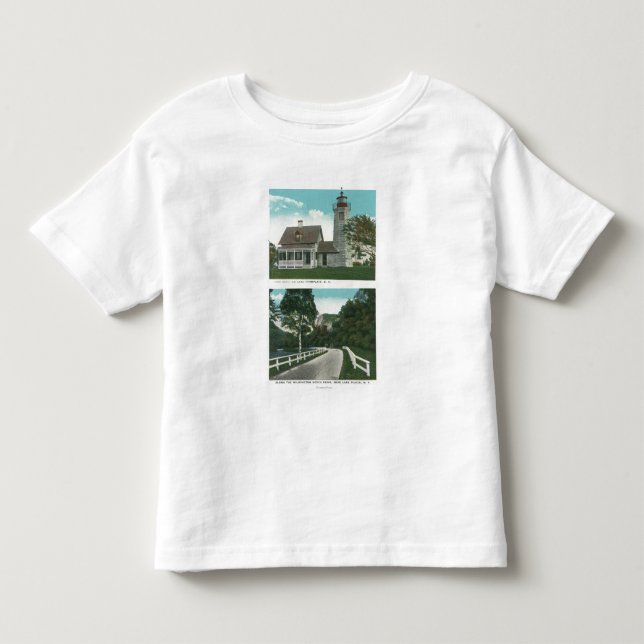 Camiseta Infantil Vista do farol de Champlain do lago (Frente)